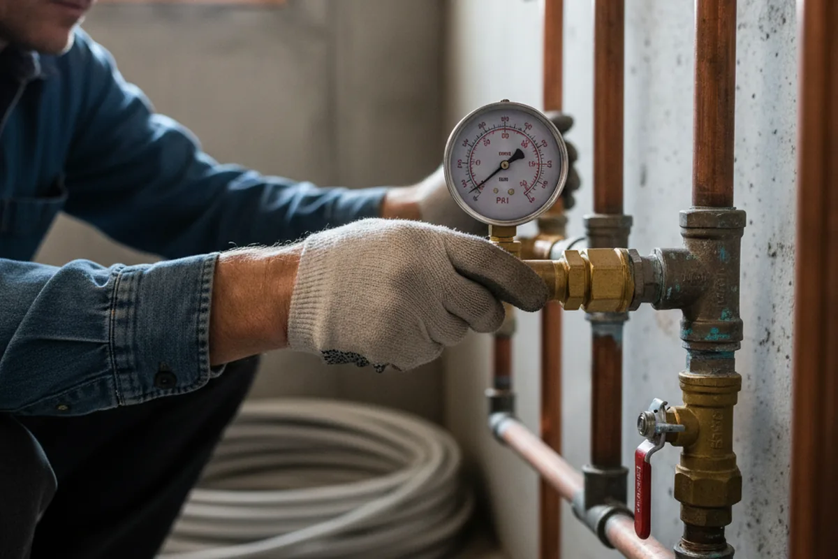Pressure testing a repaired line during Water Line Repair in South San Francisco